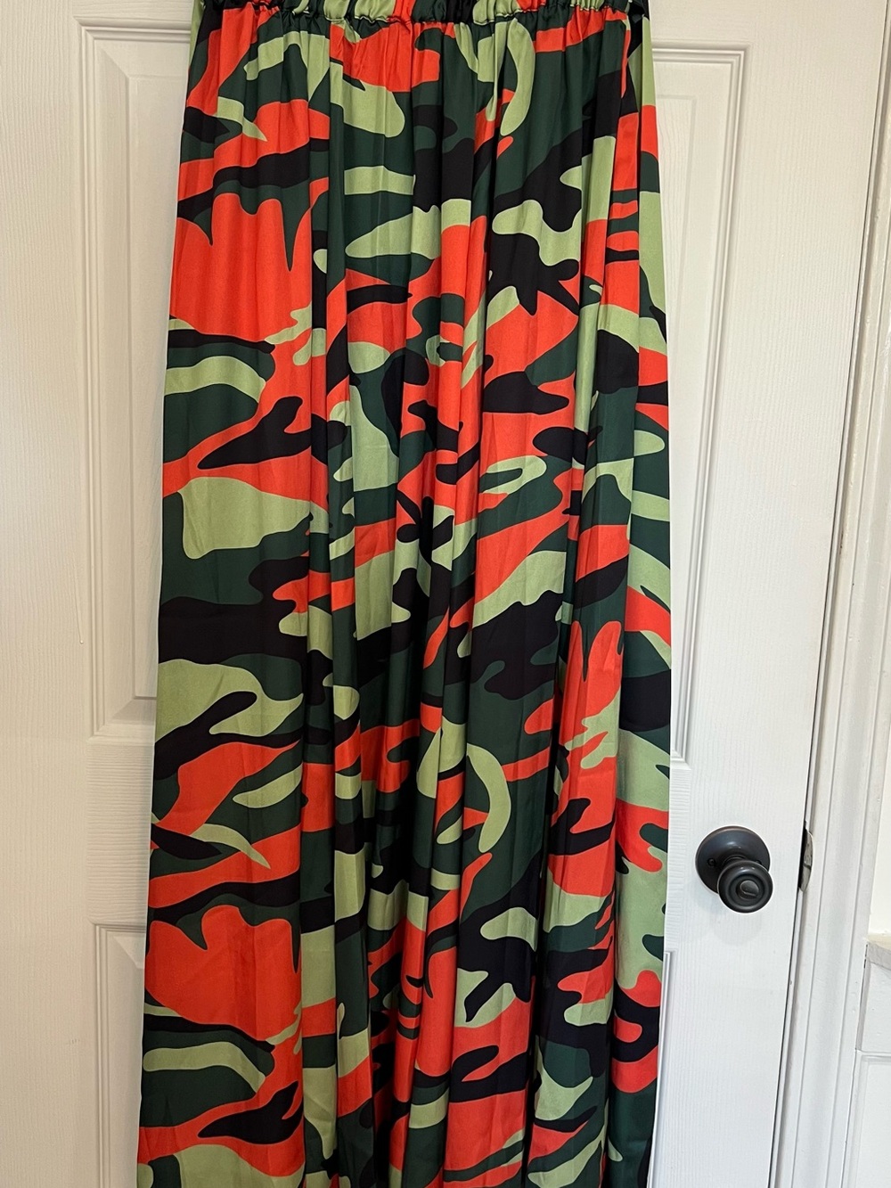 Women’s Camouflage Maxi Skirt in Orange & Green - Cutely Covered